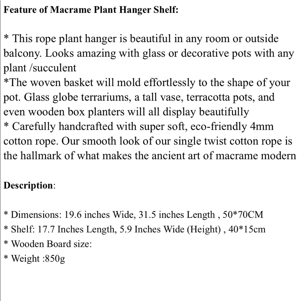 🎉🎉HOST PICK🎉🎉Handmade Macrame+Wall Shelve+Boho - Picture 7 of 7